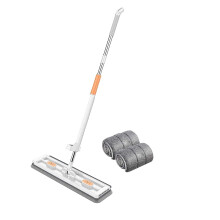 Flat Mop with Self-Wringing, Reusable Microfiber Pads, Stainless Steel Handle—Compatible with Hardwood, Laminate, Tile & Vinyl