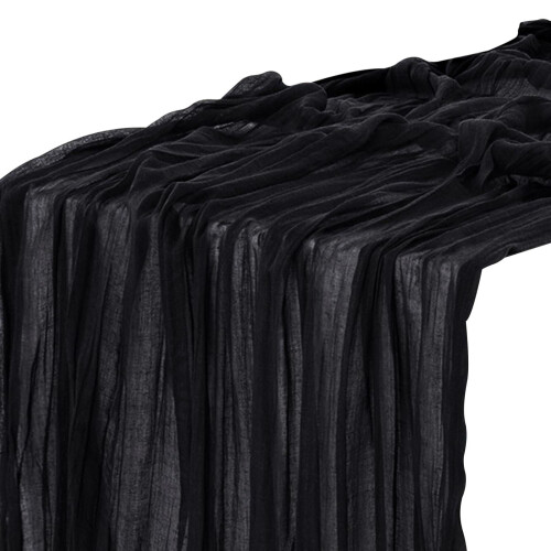 Tovaglia in garza stile boho rustico nera 3 metri 1