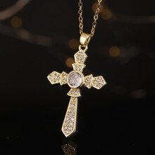 Cross Pendant Necklace for Women with Zircon