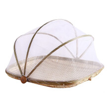 Bamboo Hand-Woven Round Picnic Basket with Mesh Cover – for Fruits, Vegetables, Bread & Food Storage