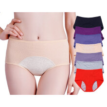 Womens Comfort Menstrual Period Panties Cotton Leak Proof Underwear High Waisted Postpartum Protective Briefs, 5 Pack