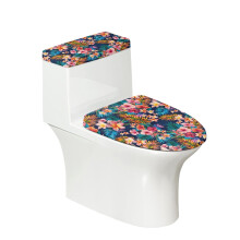Ensemble housse de protection et couvre-abattant de toilette en tissu polyester universel, lavable, anti-poussière, à motifs floraux tropicaux et