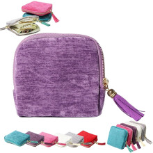 Light Purple Velvet Travel Jewelry Case with Zipper – Portable Organizer for Bracelets, Rings, Earrings