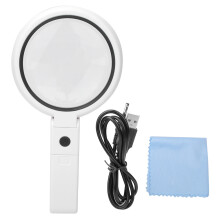 Loupe avec éclairage LED réduisant la fatigue oculaire, deux niveaux de luminosité, lentille en verre véritable, utilisation manuelle et de