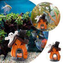 Halloween Fish Tank Statue Decoration, Resin Aquarium Decoration Pumpkin Aquarium Ornaments for Hiding Swim Play Rest for Fish Tank Accessories
