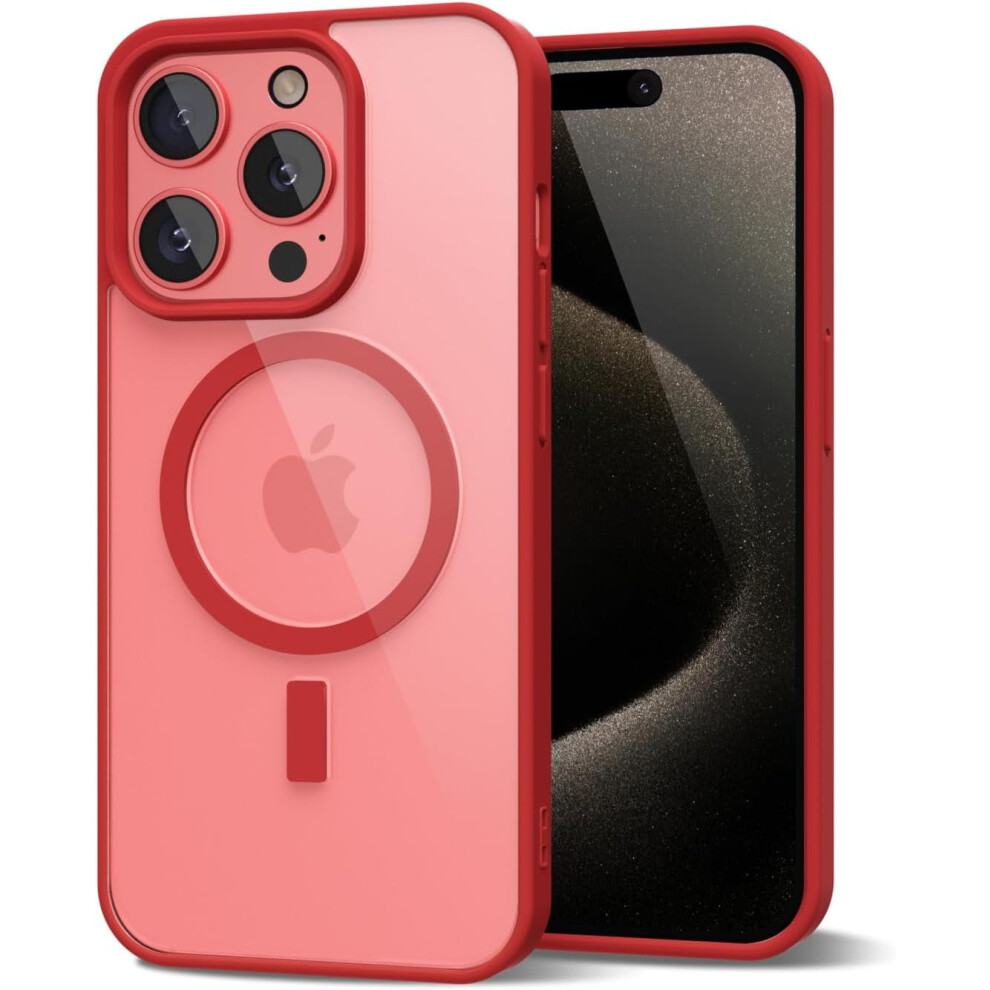 Transparent Magnetic Case For Iphone 12 Â Rugged, Shockproof, Military-Grade Drop Protection, Red 9401284733959
