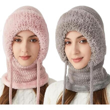 3-in-1 Beanie Hat for Women and Men Windproof Fleece-Lined