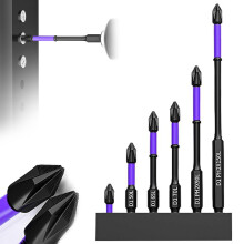 High-hardness, strong magnetic impact driver bit set—anti-slip, shock-proof, compatible with D1. Heavy-duty magnetic drill/screwdriver bits kit.