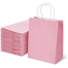 Kraft Paper Gift Bags with Handles 8x4.25x10.5 Inch 25 Pcs