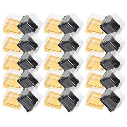 600Pcs Black Pet Square Moon Cake Boxes Food Storage Cases Lightweight 1