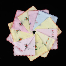 12 Pieces Handkerchiefs for Women Vintage Floral Soft Cotton Blend Colorful Embroidered Ladies Handkerchief Tea Party Favors