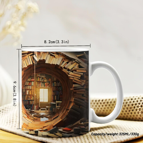 3D Bookshelf Mug, Library Shelf Coffee Cup for Book Lovers – 11oz, Creative Space Design Mug 2