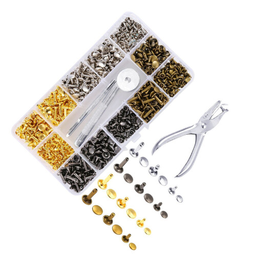 3Packs Assorted Color Rivets with Punch Tool for Crafting Use 2