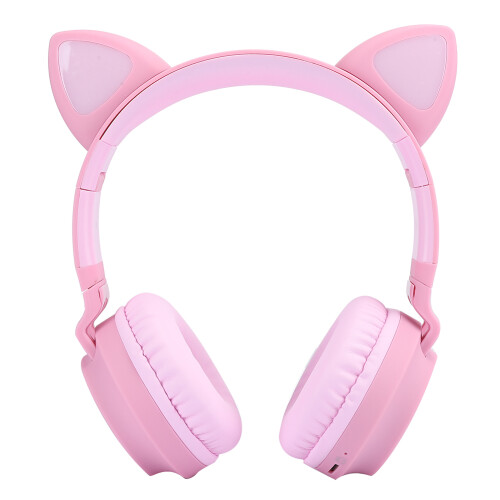 Durable Lightweight Bluetooth Wireless Headphones, LED Light Up Volume Control with Sharing Function and Cute Kitty Ears for Kids 1
