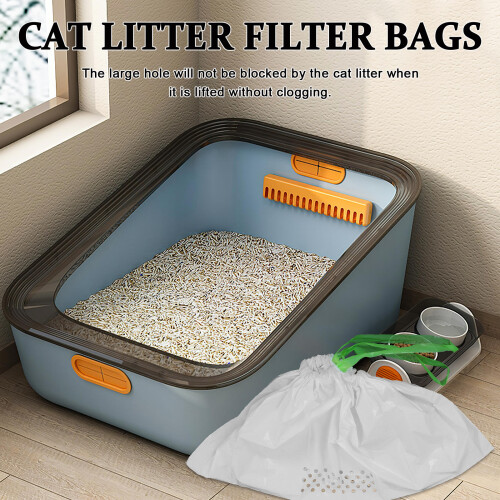 14Pcs Cat Litter Cleaning Pouches White Plastic Home 2
