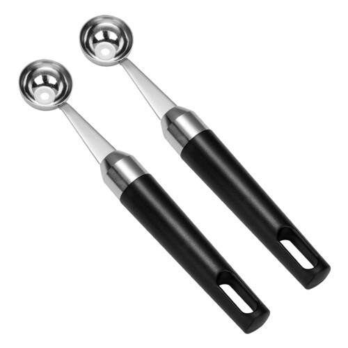 4Pcs Black Digging Spoons Ice Cream and Fruit Scoops with Hanging Hole 1