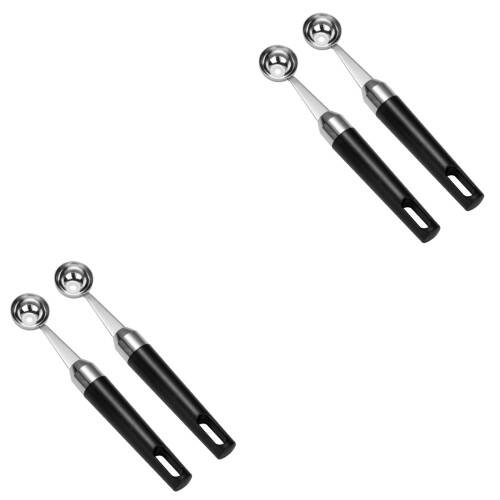 4Pcs Black Digging Spoons Ice Cream and Fruit Scoops with Hanging Hole 2