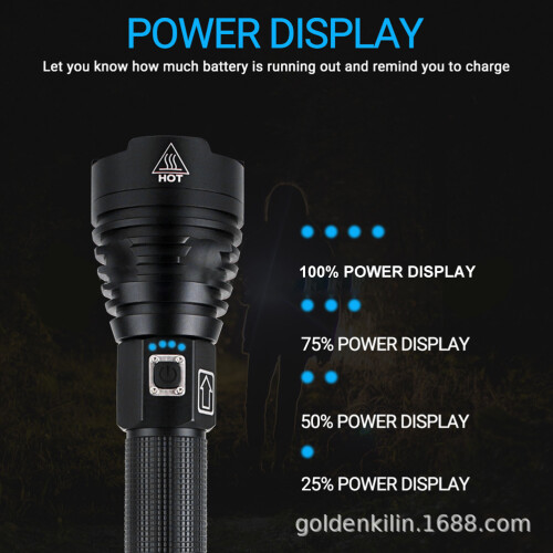 Ultra-Bright Tactical Flashlight, 5000Lumens Led Chip, Rechargeable With2X18650Batteries And Usb5V2A Input, Adjustable Focus Function, Ip67 1