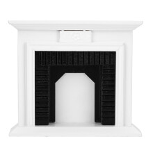 Mobilier vintage alb-negru pentru casă de păpuși, accesorii de decorare pentru casă de păpuși, șemineu TV în miniatură, model neoclasic,