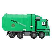 Educational Garbage Truck Playset for Kids, Friction Powered City Truck with Side Loader and Dumping Action, Interactive Lights and Sounds Toy for