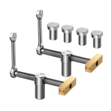 Lot de 2 Pinces pour Chien D'éTabli, Pince pour Trou de Chien de 3/4" avec 4 Outils de Travail Du Bois en Laiton en Acier Inoxydable pour Chien