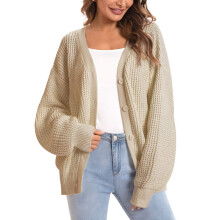 Cárdigan de punto grueso informal para mujer, ligero, de manga larga, con botones, corte holgado, suave y duradero, para todas las estaciones.