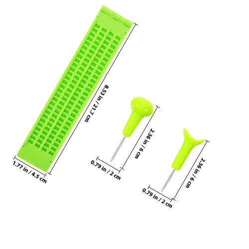 1Set Green Plastic Braille Writing Kit with Stylus for Blind 1