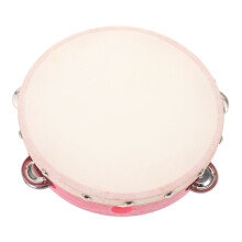 Pink Handheld Tambourine for Kids Designed for Performance Easy to Use Smooth Surface Wood Faux Leather 8.5 inches