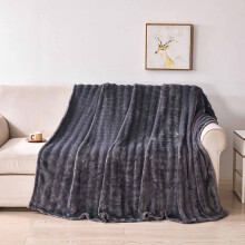 King Size Flannel Rabbit Hair Blanket, Velvet Nap/Sofa Cover (Black/Gray, 100x150cm) – Under $1