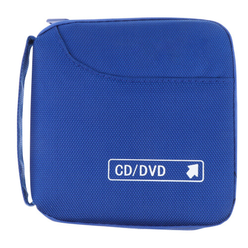Blue Shockproof Cd Dvd Storage Bag Durable Premium Organizer