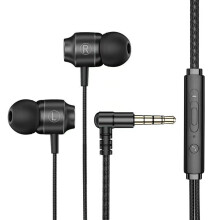 Metal In-ear Gaming Headset with Bass Microphone Volume Adjustable 3.5mm Plug Stereo Wired Earphone Universal for Computers And Mobile Phones,Black