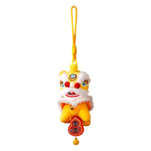 Chinese Lion Dance Plush Pendant with Blessing Tag and Bell
