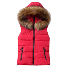 Women‘s Puffer Vest Casual Thicken Qulited Hooded Vest Solid Color Zipper Sleeveless Gilet Jacket With Pocket