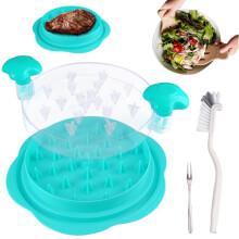 10" Chicken Shredder Tool w/ Brush & Fork, Anti-Slip, Ergonomic, BPA-Free, for Chicken/Pork/Beef (Green) – Compatible with KitchenAid