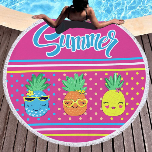 Microfiber Beach Towel Flamingo Round 150x150cm