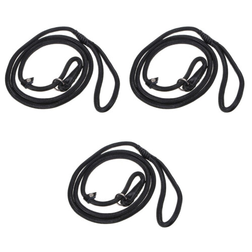 3Pièces Collier Laisse Nylon Noir Résistant 2