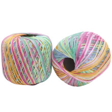 2 Rolls Fine Cotton Yarn Segmental Dyed Silk Thread for Crochet and Knitting Projects Type 10