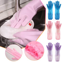 Food-Grade Silicone Dish Scrubbing Gloves 17.3x6.7 In