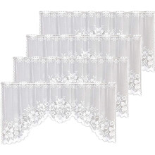 White Lace Swag Curtains Sheer Floral Embroidery Valance