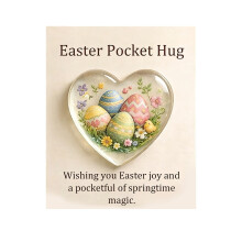 Easter Pocket Hugs Heart Gifts with Bunny Eggs and Lilies Mini Inspirational Pocket Hug with Greeting Card Easter Thank You Gift for Women Men