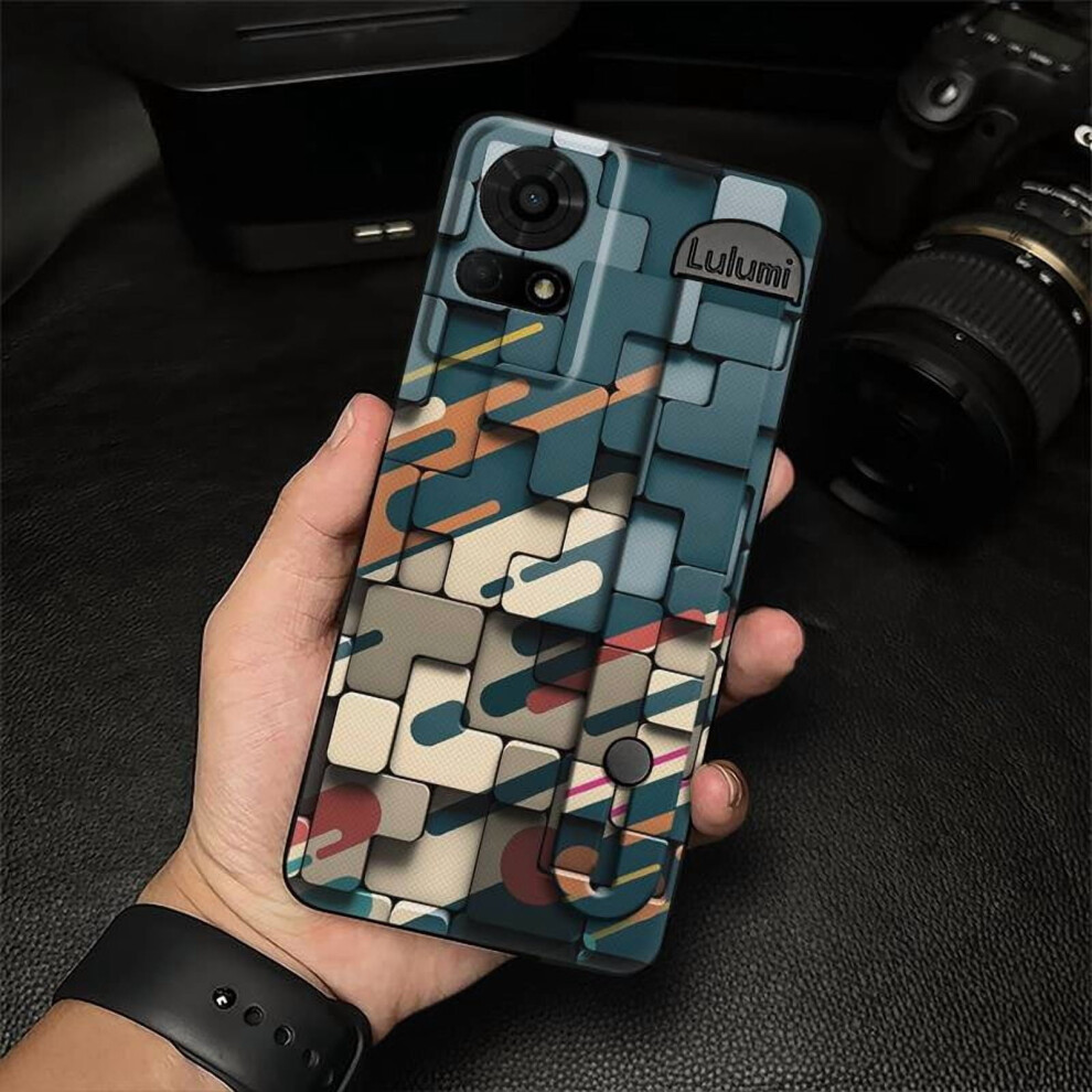 Waterproof Soft Phone Case With Wristband & Kickstand For Compatible With Tcl 50Le/T510spp Â Dirt-Resistant, Anti-Knock Geometry Silicone Cover 9097180823520