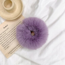 6 Pcs Scrunchies, Pom Pom Hair Ties Faux Rabbit Fur Fuzzy Scrunchies Fluffy Ponytail Holders Hair Accessories for Girls Women