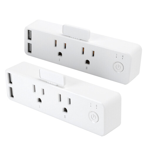 Dual Smart Power Socket, Wireless Management & Voice Operation, Space-saving Form Factor, Automated Schedules, Quick Installation, 1Unit 1