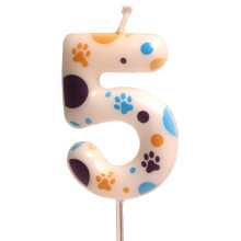 Tizuqe Birthday Candle Birthday Cake Toppers Decorations Blue Dog Paws Themed Print Birthday Party Supplies