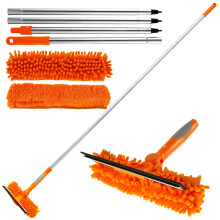 Window Cleaning Squeegee Kit with 2 Pads, 72.4in Extension Handle, Flexible & Reusable for Windows, Cars & Glass