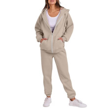 Stretch Jogger Pants And Full Zip Hoodie Set For Women Lightweight Polyester With Functional Pockets For Women