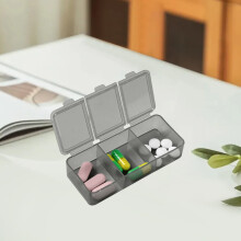 Portable 3-Compartment Pill Box for Morning/Noon/Night – Transparent Plastic Organizer, Elderly-Friendly, Snacks & Grains Use