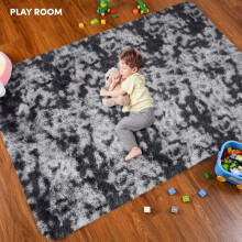 (TYE DYE DARK GREY, (120cm X 170cm) Medium Rug) Luxury Shaggy Rugs & Runner Rugs for Hallway, Bedroom & Living Room – Soft Plush