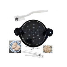 360 Rotating Chicken Breast Shredder Tool - Ergonomic Handle, Anti-Slip Base with Heat-Resistant Tong & Cleaning Brush