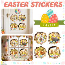 Easter 3D Window Decals Bunny Egg Clings 4 PCS